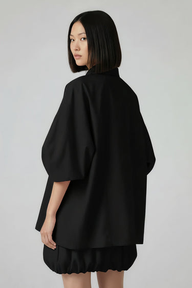 Black Embroidered Oversized Shirt