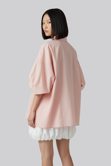 Rose Pink Embroidered Oversized Shirt
