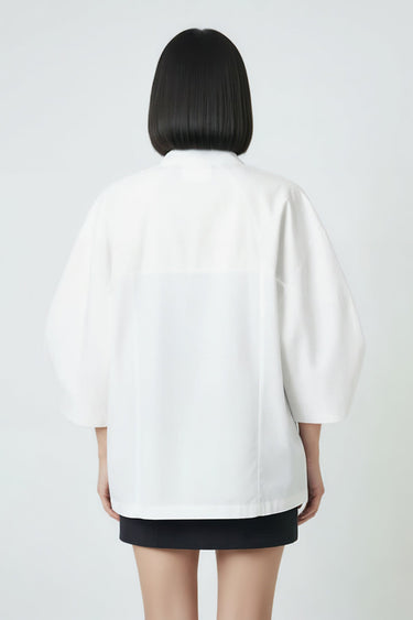 White Embroidered Relaxed Top