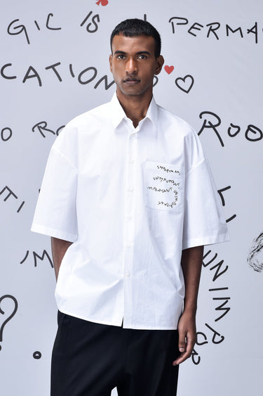Cotton Rabbit Sticker Oversized Shirt
