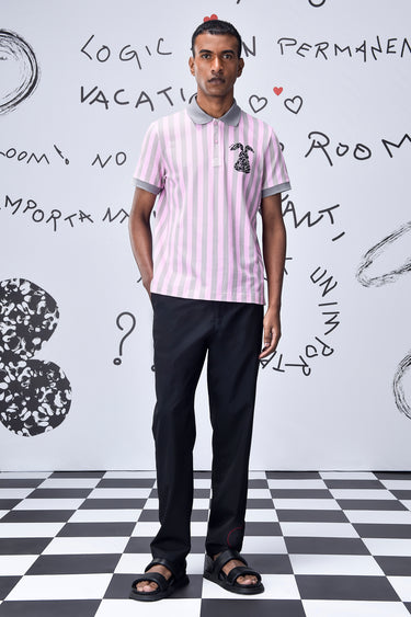 Grey-Pink Cotton Piqué Polo