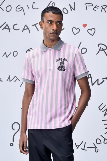 Grey-Pink Cotton Piqué Polo