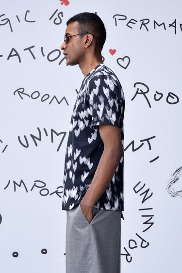 Stylish black heart print t-shirt for men, luxury casual wear UAE