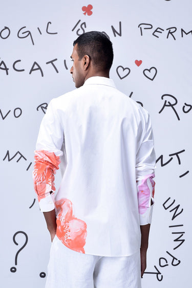 Anemone Flower Regular Fit Shirt- Coral