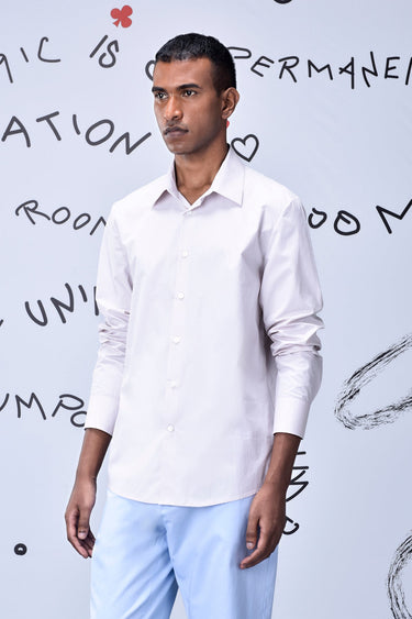 Cotton Poplin Regular Fit Shirt- Pearl Grey