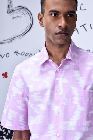 Ikat Check Print Regular Fit Shirt - Smoothie Pink