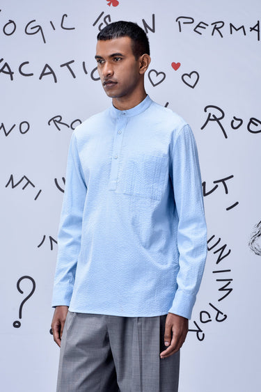 Solid Regular Fit Shirt-Light Blue