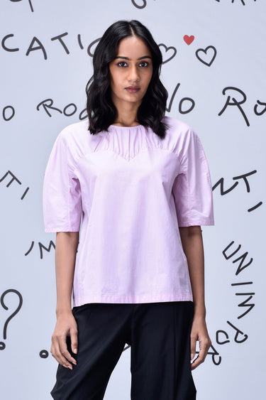 Gather Heart Regular Fit Top- Smoothie Pink