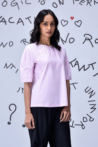 Gather Heart Regular Fit Top- Smoothie Pink