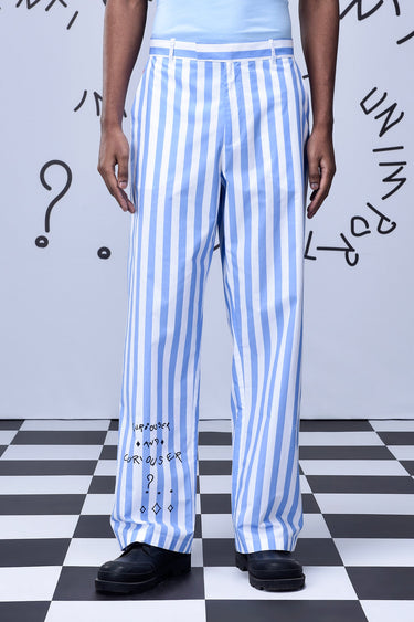 Chess Board Striped Relaxed Fit Trousers