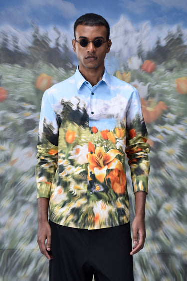 Garden Print Poplin Regular Fit Shirt