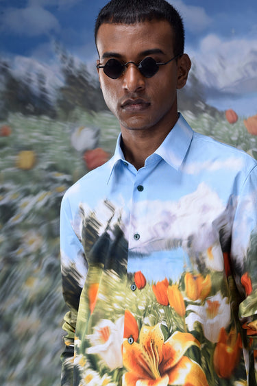 Garden Print Poplin Regular Fit Shirt