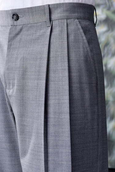 Poly-Wool Relax Fit Trousers- Pearl Grey