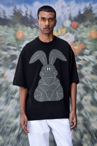 Linear Rabbit T-Shirt- Black