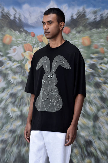 Linear Rabbit T-Shirt- Black
