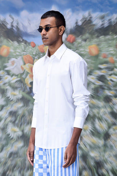 Cotton Poplin Regular Fit Shirt- White