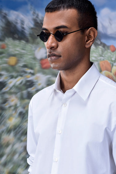 Cotton Poplin Regular Fit Shirt- White