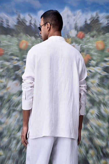 Mandrin Collar Regular Fit Linen Shirt
