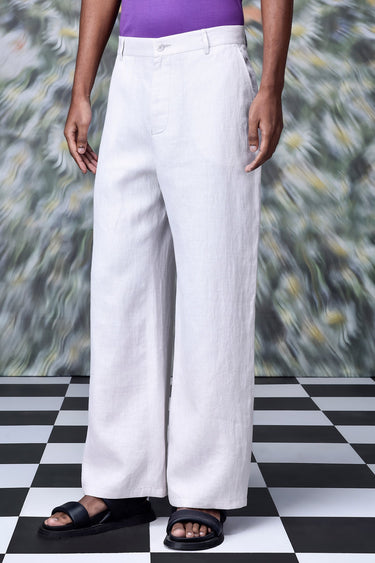 Pearl Grey Linen Trousers