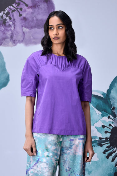 Gather Heart Regular Fit Top- French Lavender