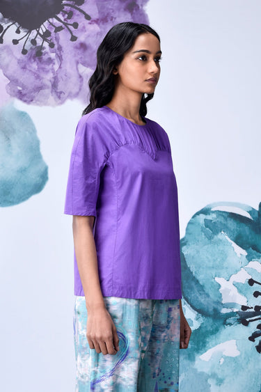 Gather Heart Regular Fit Top- French Lavender
