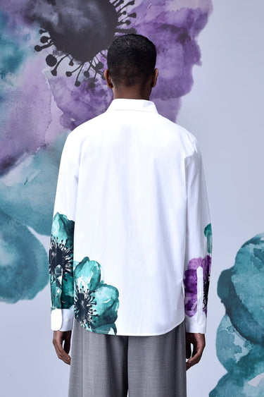 Anemone Flower Regular Fit Shirt- Green