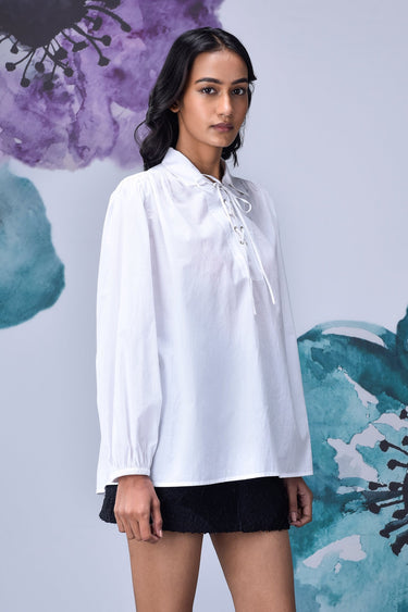 Malmal Lace up Relax Fit Top- White