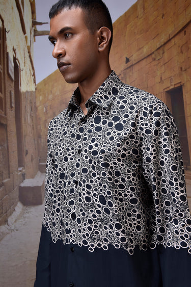 Printed Giza Cotton Shirt - Black