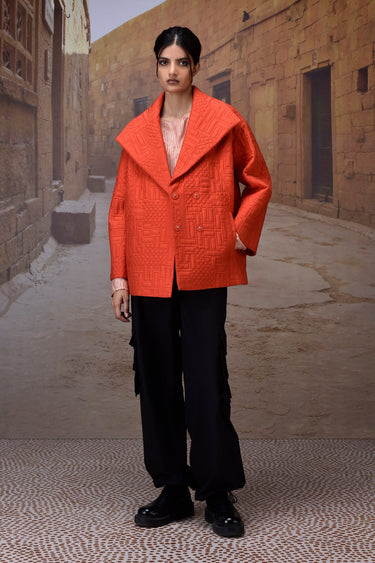 Coquelicot Quilted Silk Viscose Jacket