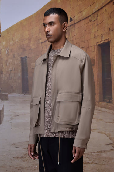 Warm Beige Poly Viscose Lycra Jacket