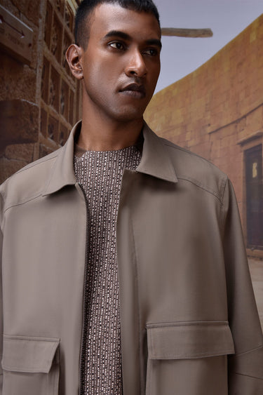 Warm Beige Poly Viscose Lycra Jacket