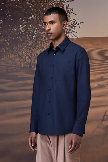 Classic Giza Poplin Shirt - Navy