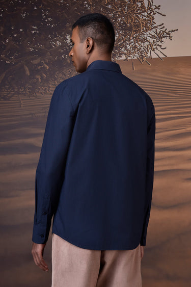 Classic Giza Poplin Shirt - Navy