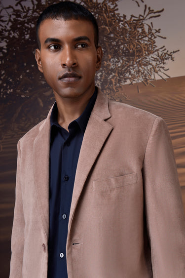 Tailored Warm Beige Corduroy Jacket