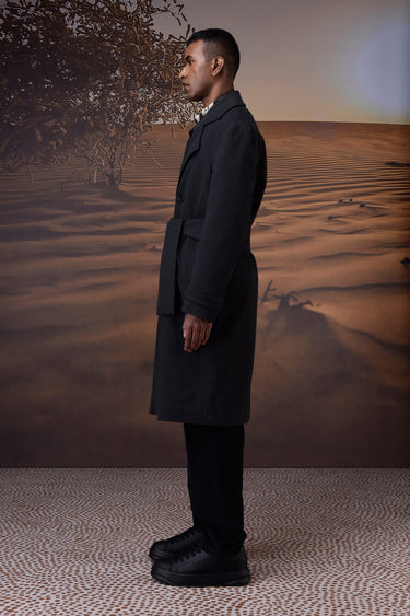 Charcoal Poly Felt Trench Coat
