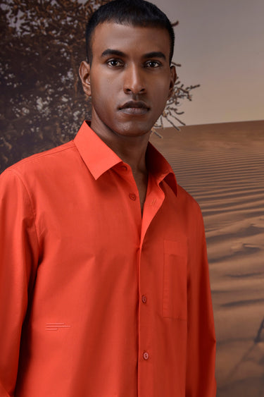 Classic Giza Poplin Shirt - Coquelicot Red