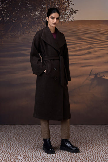 Chocolate Brown Double-Layer Fleece Overcoat
