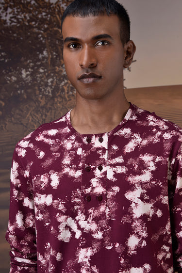 Cherry Lacquer Cotton Single Jersey T-Shirt with Hand-Dyed Texture