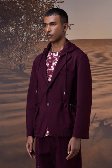 Contemporary Cherry Lacquer Hooded Jacket