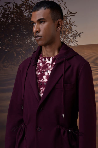 Contemporary Cherry Lacquer Hooded Jacket