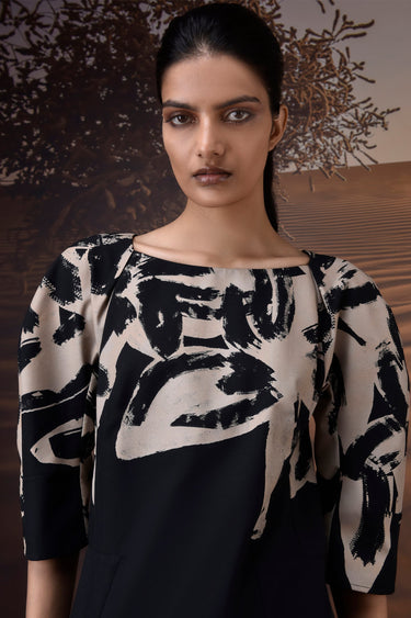 Monochrome Brushstroke Dress