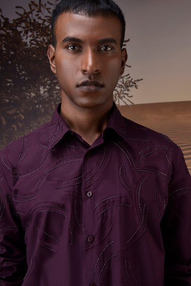 Embroidered Cherry Lacquer Poplin Shirt