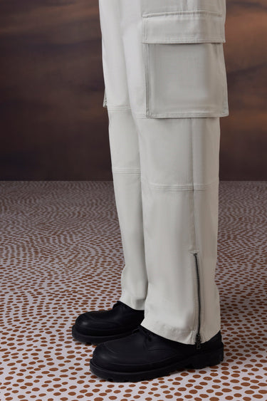 Soft Fern Green Cotton Twill Cargo Trousers