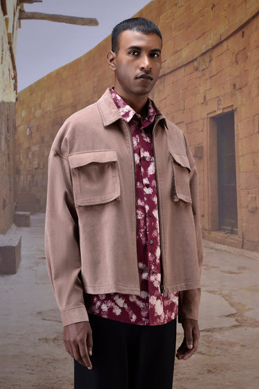 Warm Beige Classic Corduroy Shirt