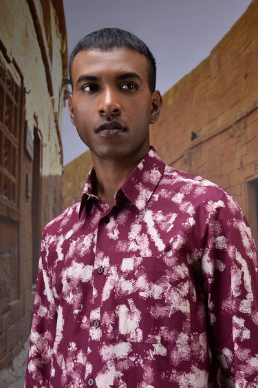 Cherry Lacquer Brushstroke Print Shirt