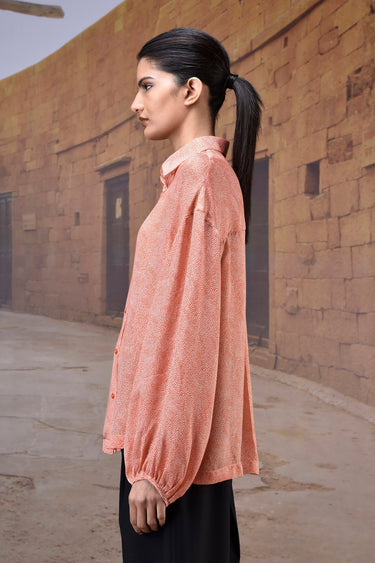Warm Beige Printed Relaxed Shirt