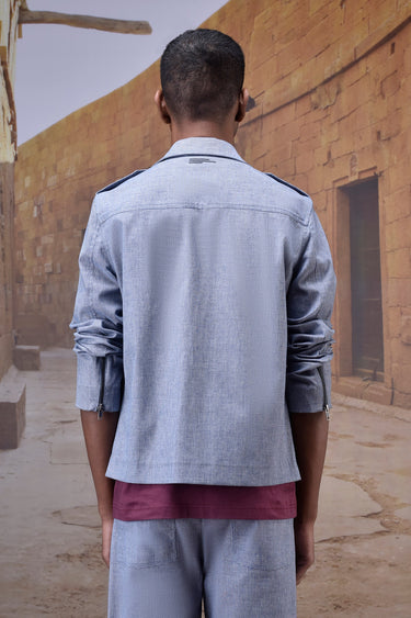 Structured Grey Moto-Collar Jacket