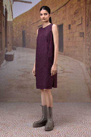 Cherry Lacquer Embroidered Shift Dress