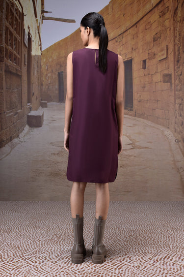 Cherry Lacquer Embroidered Shift Dress