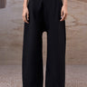 Women black wide leg trousers, premium poly wool designer pants UAE